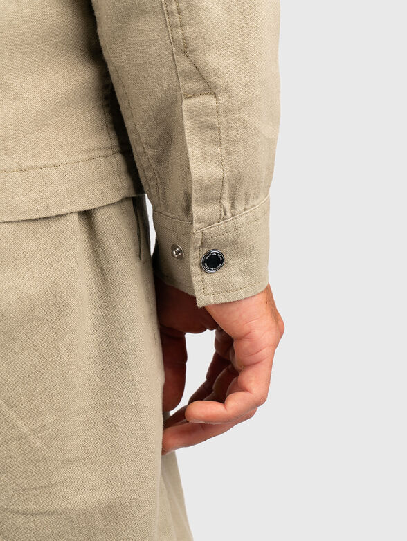 Linen and cotton collared jacket - 6