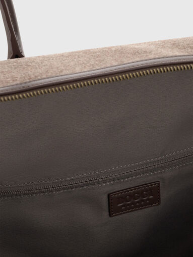 Duffle bag in leather and wool blend - 5