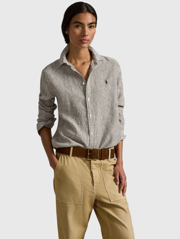 Linen shirt with embroidered logo - 1