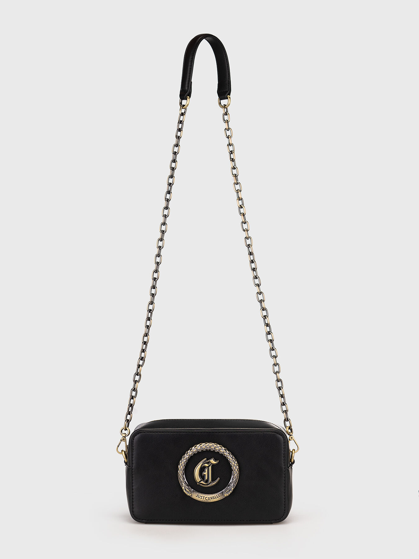 【MORE THAN BLACK】25SS★ MIX HALF SLEEVE Black crossbody bag with metal logo accent brand Just