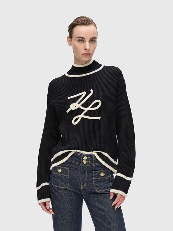Turtleneck sweater with logo - 1