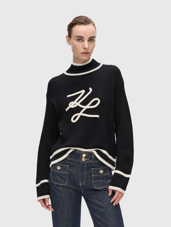 Turtleneck sweater with logo - 1