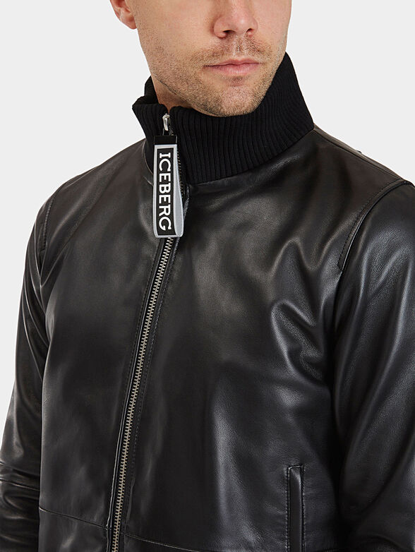 Leather bomber jacket - 3