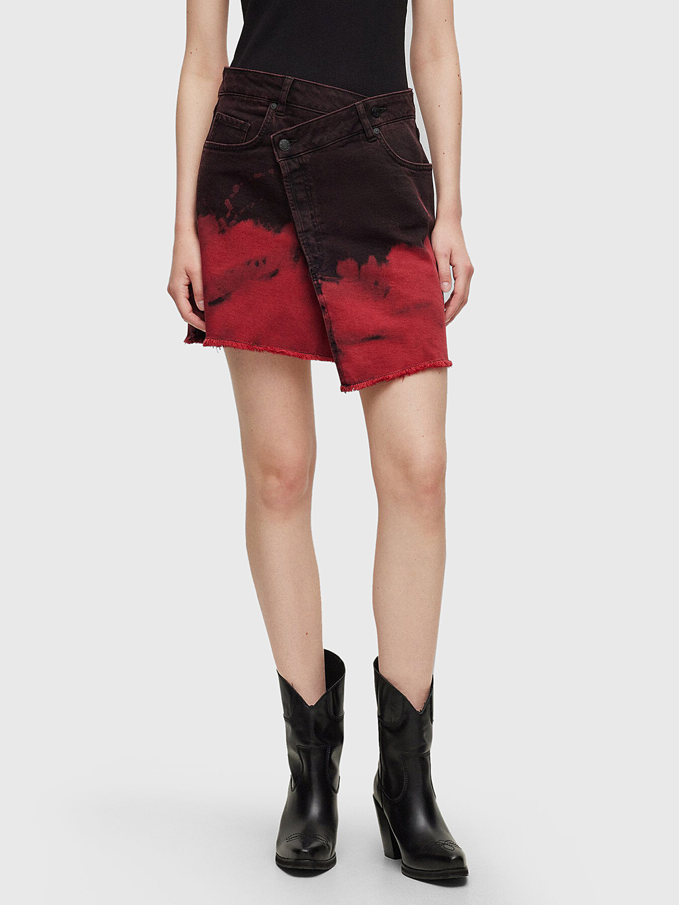 Red tie dye mini skirt outlet