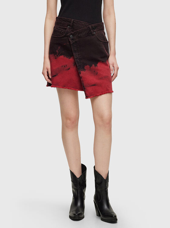 Asymmetric mini skirt with tie-dye effect - 1
