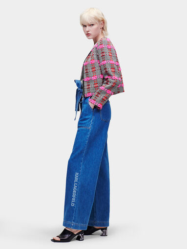 Boucl&eacute; cropped plaid jacket  - 5