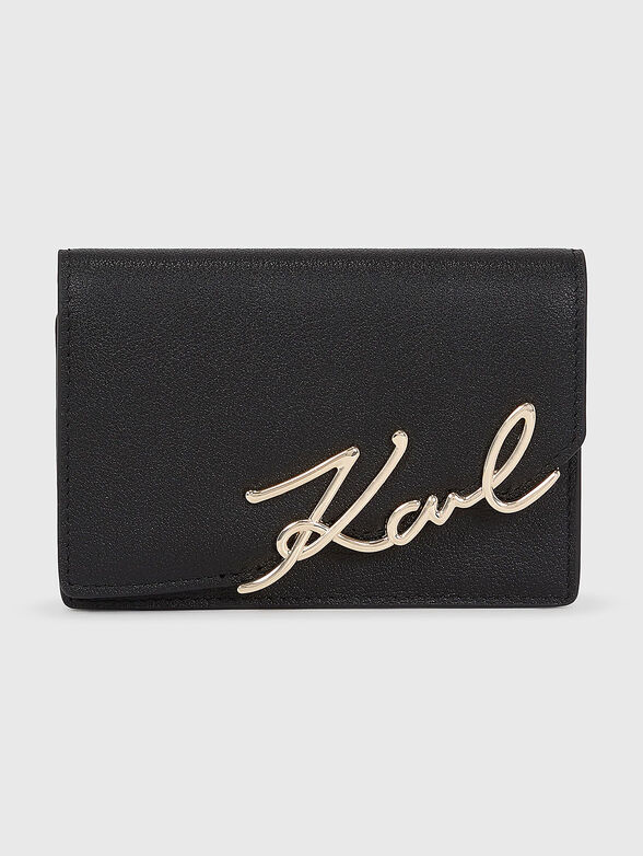 Leather wallet with gold logo - 1