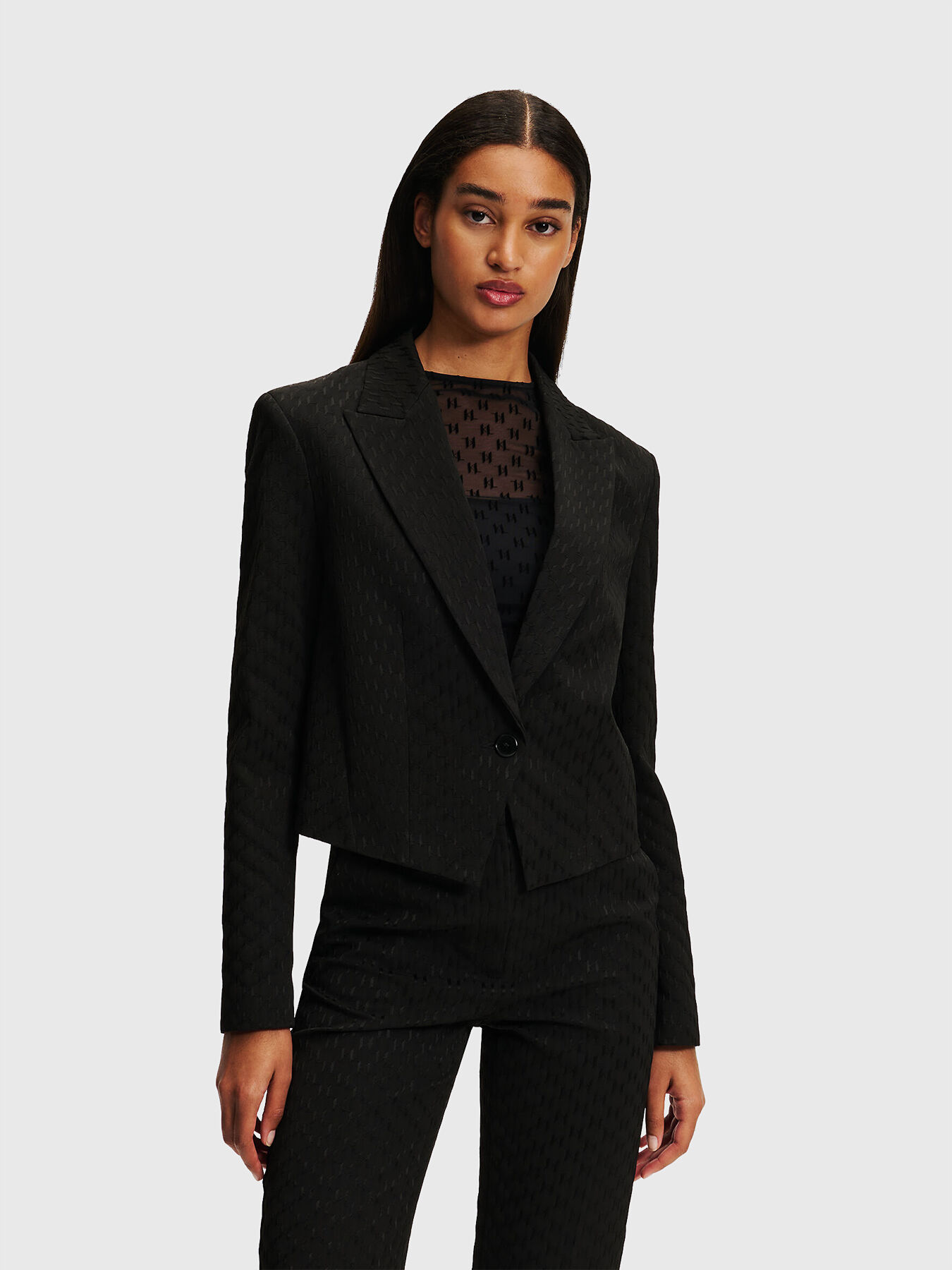 Monogram cropped blazer brand Karl Lagerfeld — Globalbrandsstore.com/en