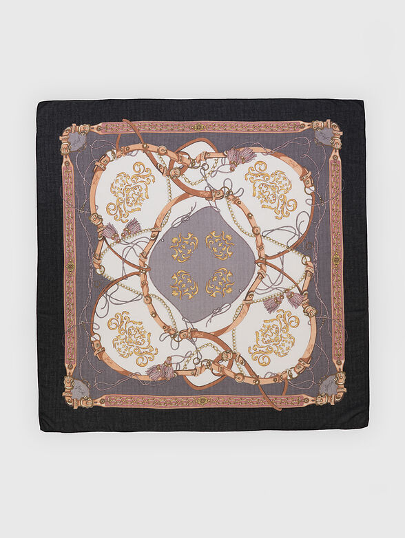 Black scarf with print - 2