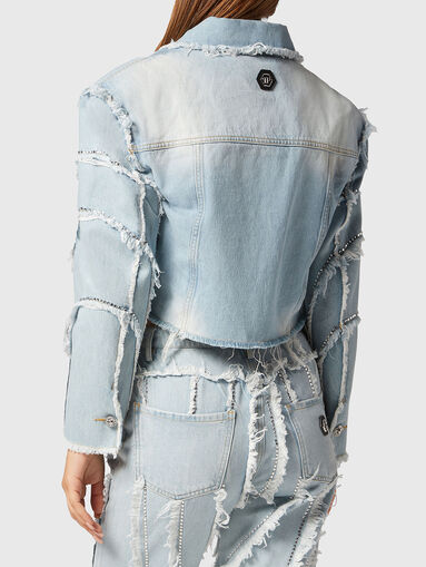 Cropped denim jacket with shoulder pads - 3