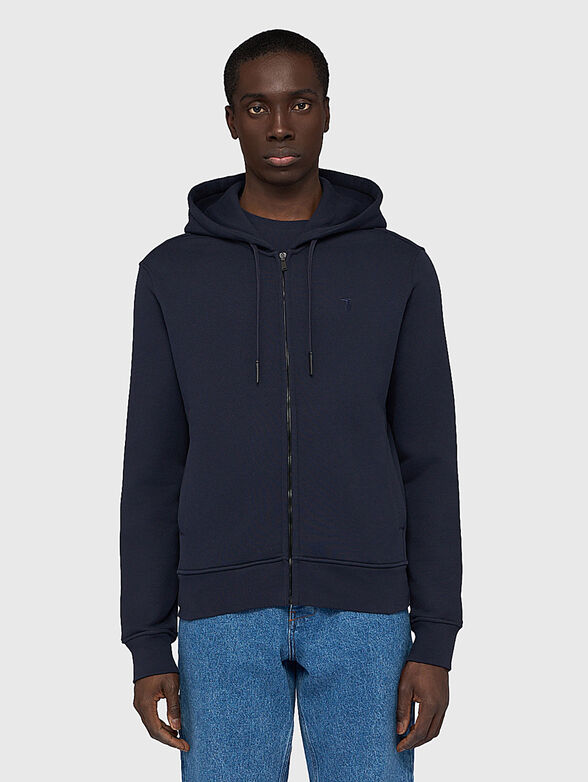 Cotton sweatshirt with hood and zip - 1