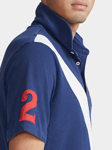 Blue polo-shirt with logo embroidery - 5