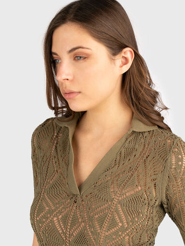 Cotton blouse with sheer effect - 4