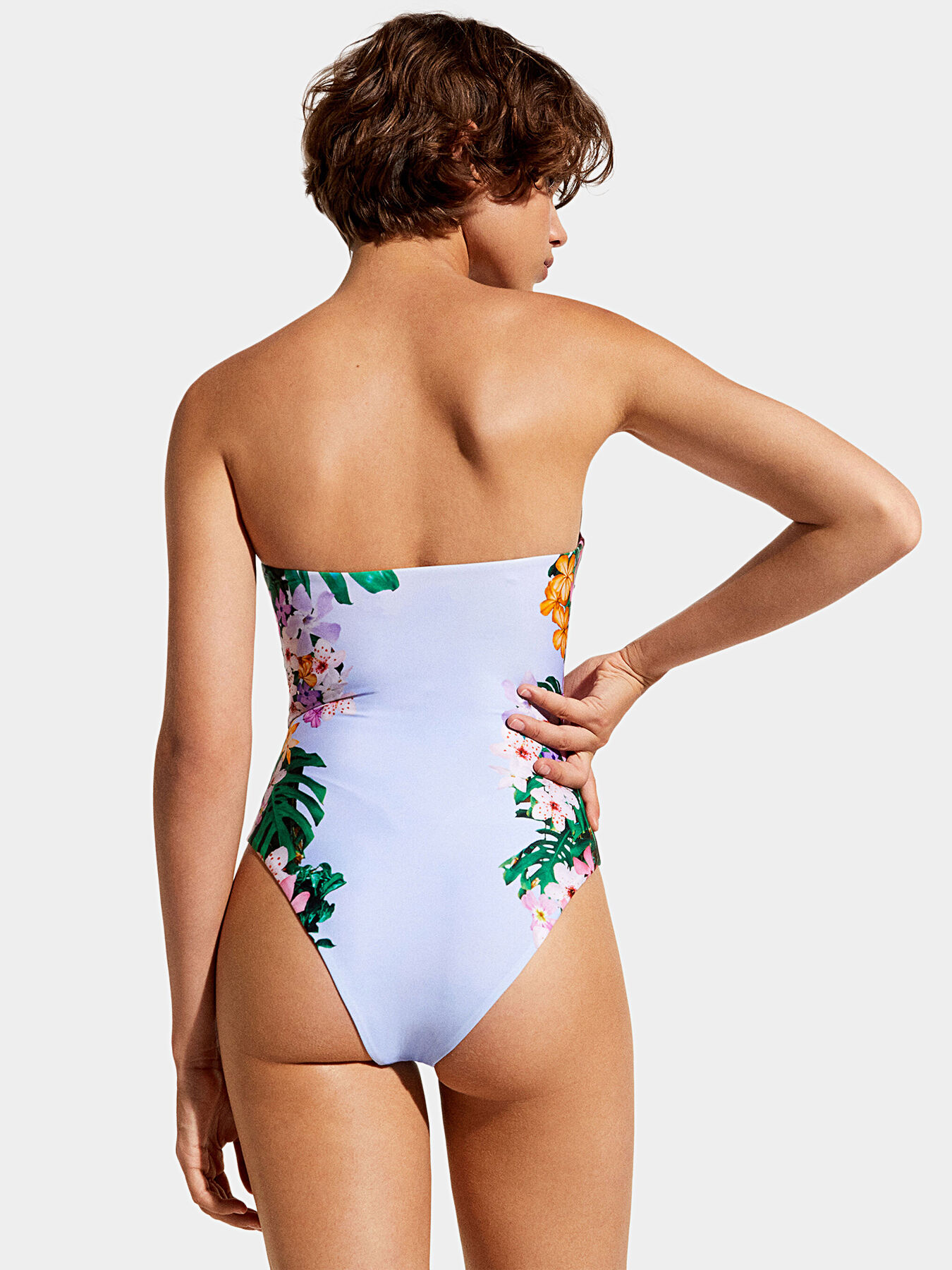 'S SOLEZIA[ソレジア] Tropical Print One Piece PARROT one-piece swimsuit with tropical print brand DESIGUAL