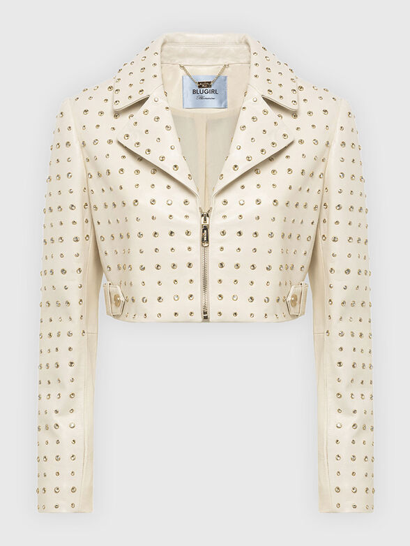 Short leather jacket with eyelets - 1