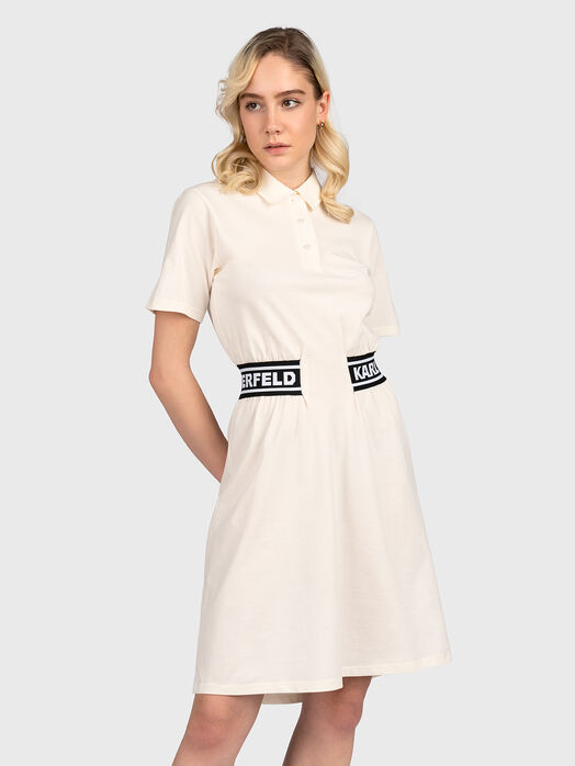 Cotton polo-shirt dress with logo detail
