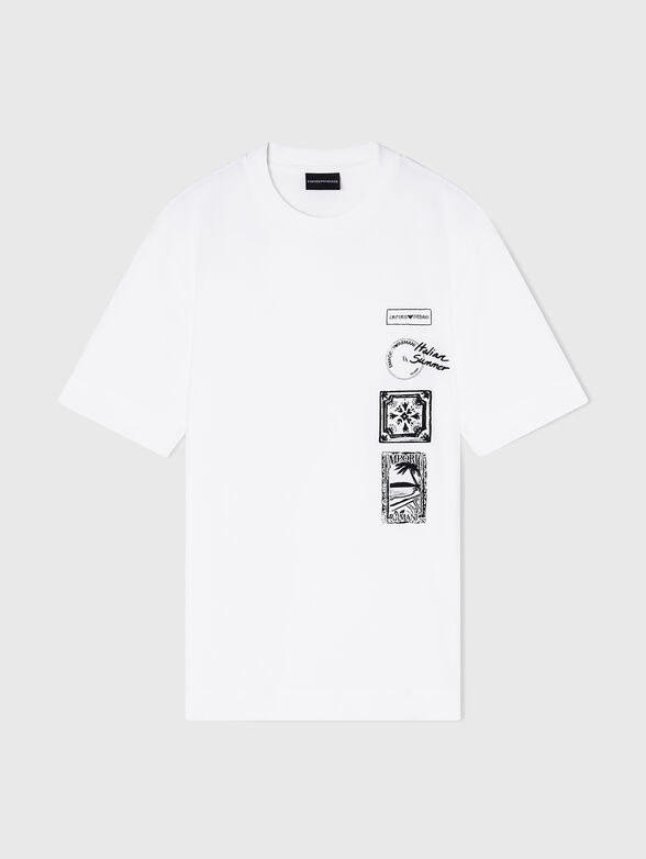 Cotton T-shirt with a round neckline - 1