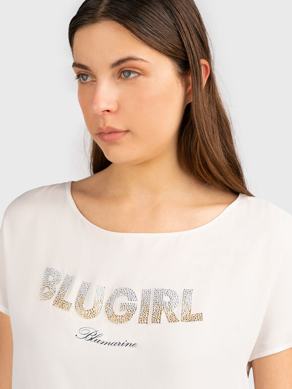T-shirt with rhinestone logo  - 4