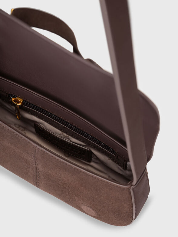 Suede crossbody bag with gold details - 6