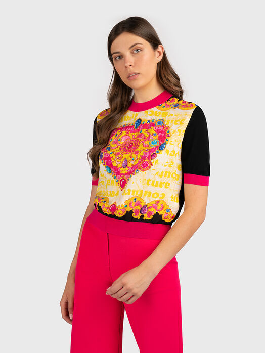 Knitted blouse with print