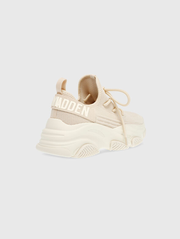 Beige sneakers with contrasting logo - 3