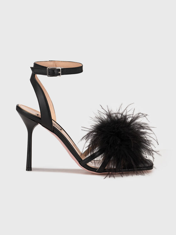 CAMELIA 08 black leather sandals heel - 1