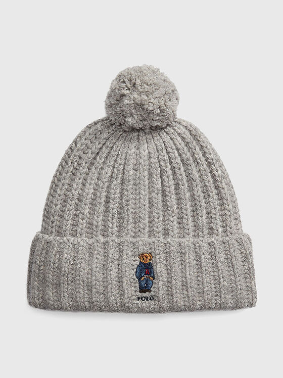 Плетена шапка с Polo Bear бродерия от вълна - 1