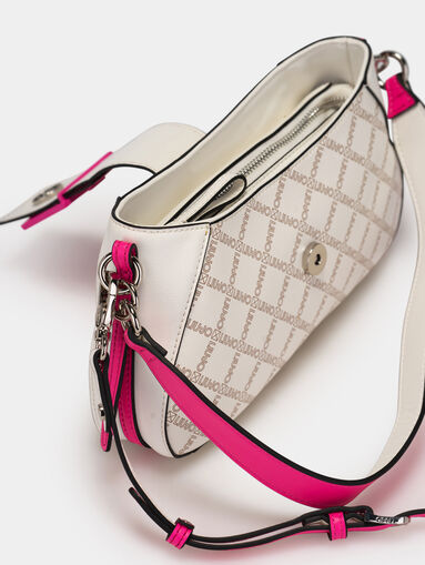 Shoulder bag with logo print and neon details - 5