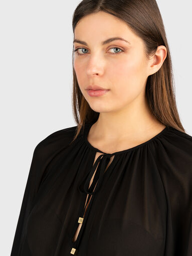 Long sleeve blouse with sheer effect - 4