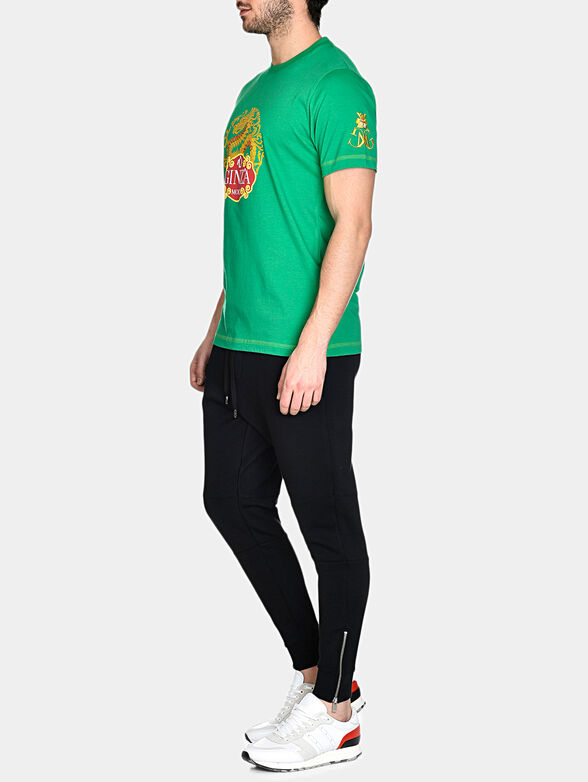 TS021 T-shirt with art prints in green color - 3