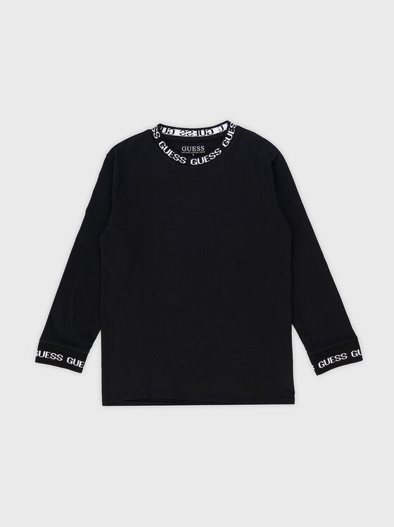 Blouse with accent neckline and cuffs - 1