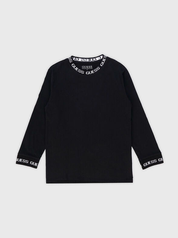 Blouse with accent neckline and cuffs - 1