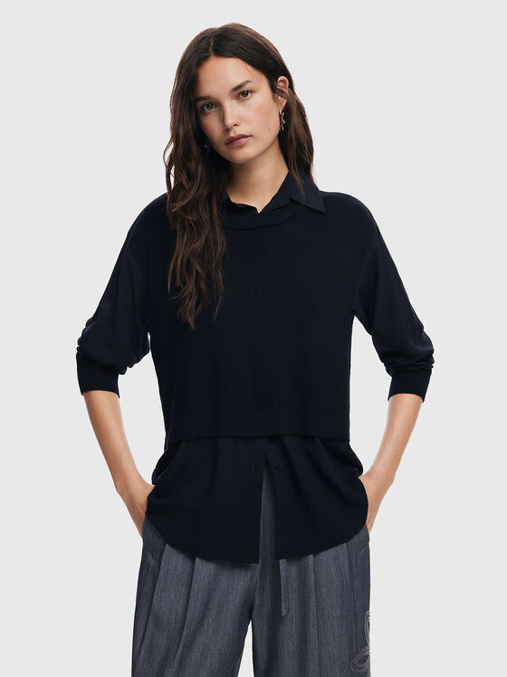 Black shirt with knitted elements - 1