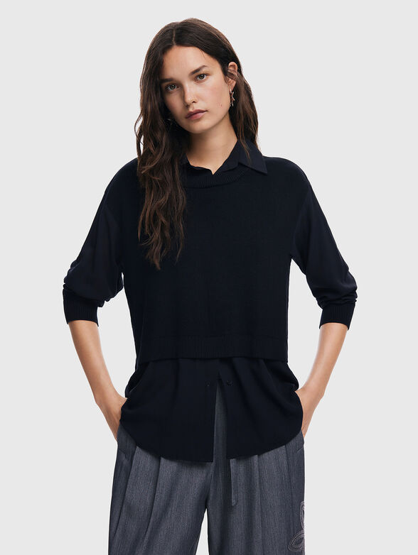 Black shirt with knitted elements - 1