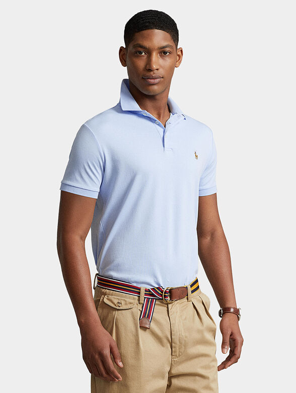 Polo-shirt in pale blue color with short sleeve - 1