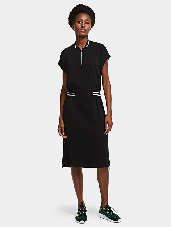 Black sports dress with buttons and logo details - 1