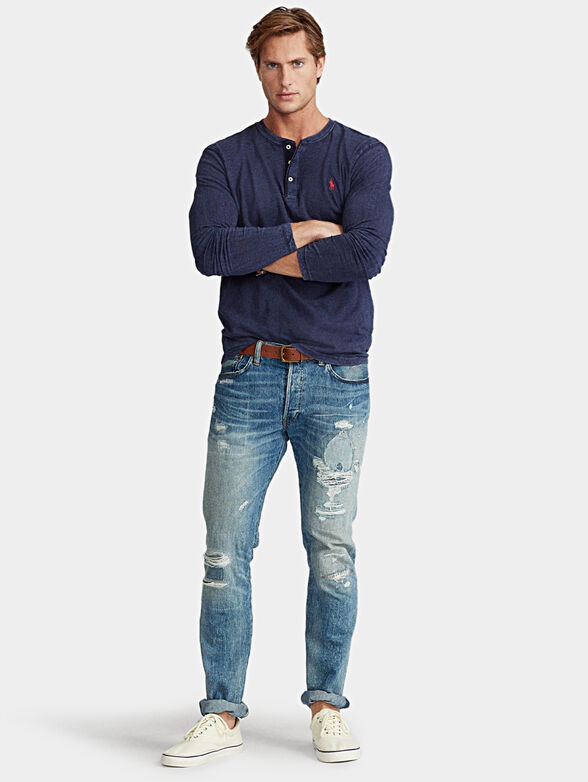 Cotton blouse with oval neckline - 2