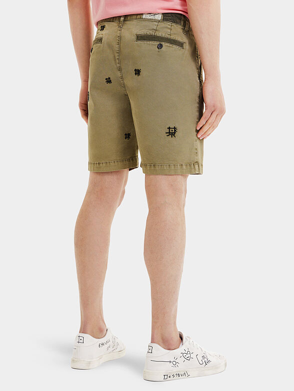 Shorts in green color with embroideries - 2