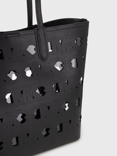 Perforated shopper bag in black  - 4