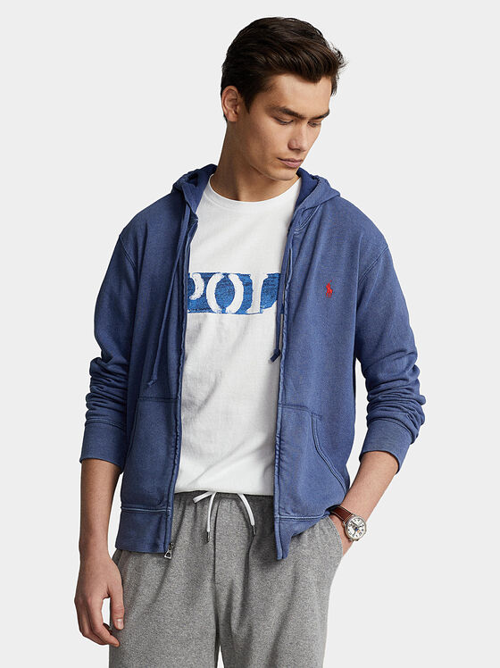 Sports sweatshirt with zip and hood - 1