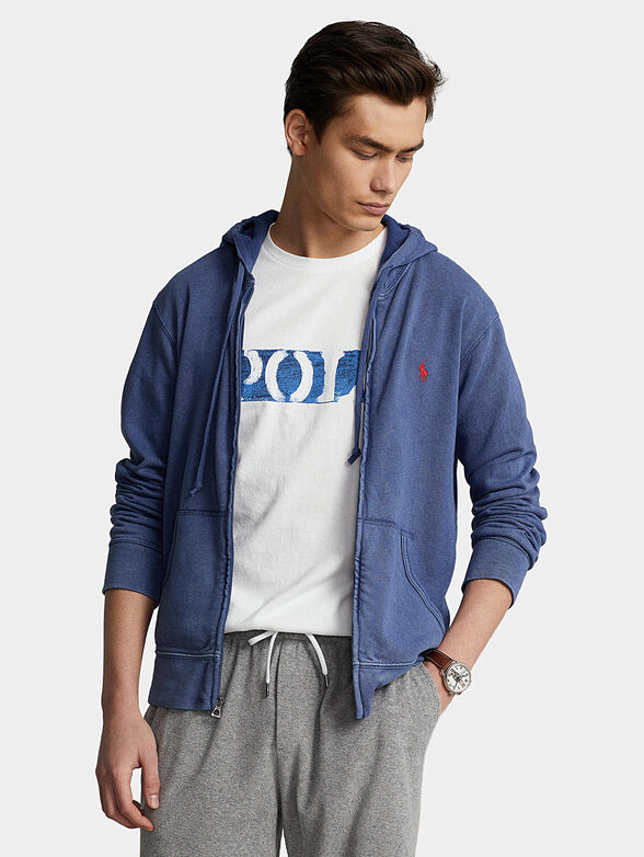 Sports sweatshirt with zip and hood - 1