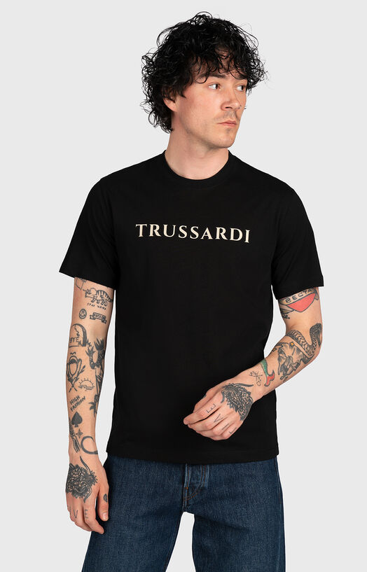 T-shirt with logo print brand TRUSSARDI —
