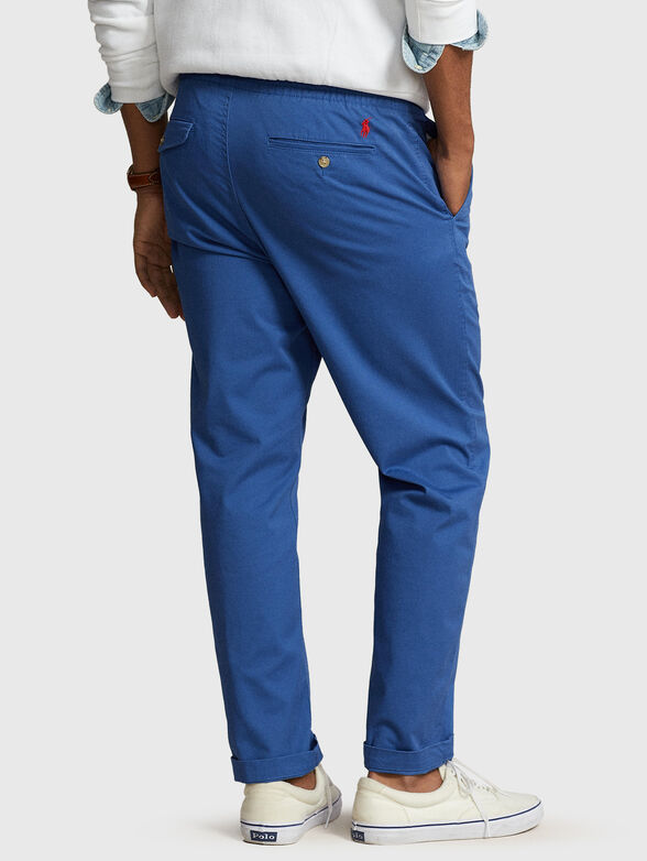 Dark blue cotton blend trousers - 2