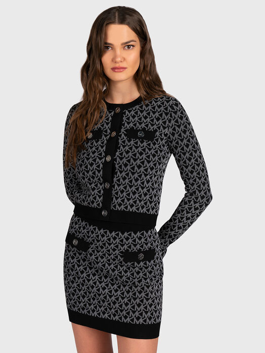 Black cardigan with logo motifs