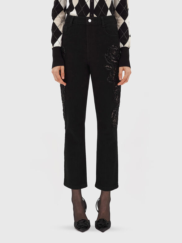 Black jeans with sequins - 0