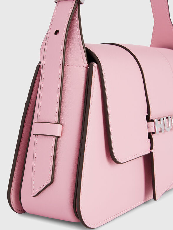 Faux leather shoulder bag with accent logo - 5