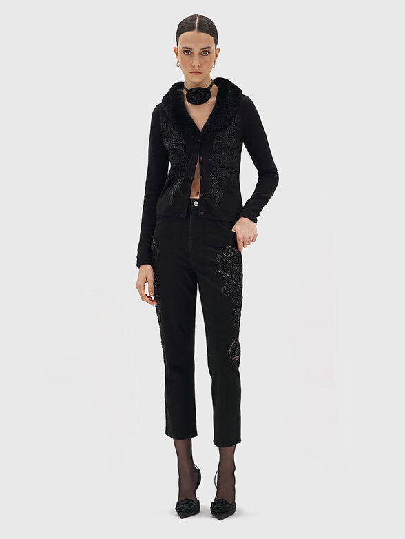 Cardigan with eco fur collar - 2