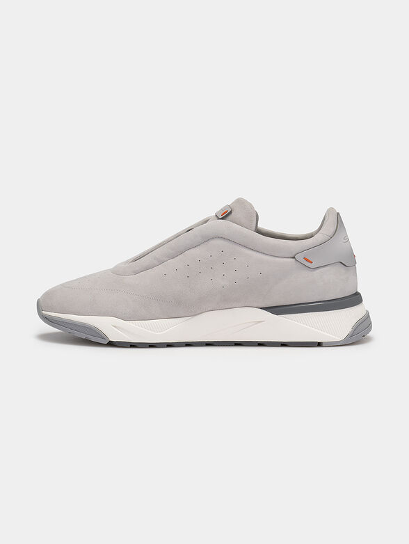 Suede sneakers in light grey color - 4