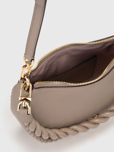 Leather bag with long strap and logo - 5