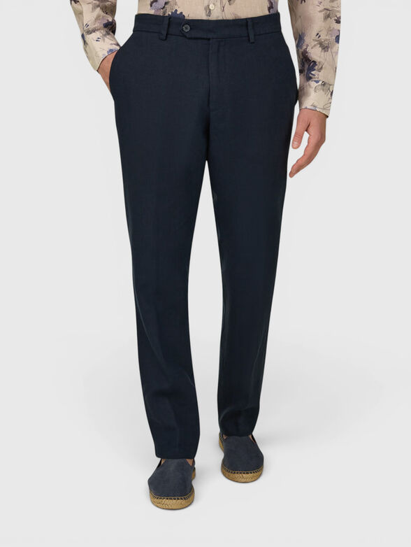 Linen navy trousers - 1